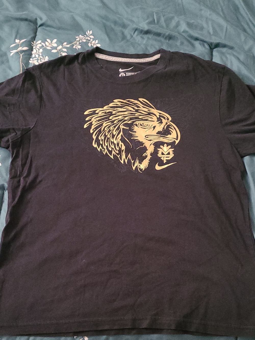 Nike Black Short Sleeve Tee with Gold Eagle Head Graphic " TEAM PACQUIAO"